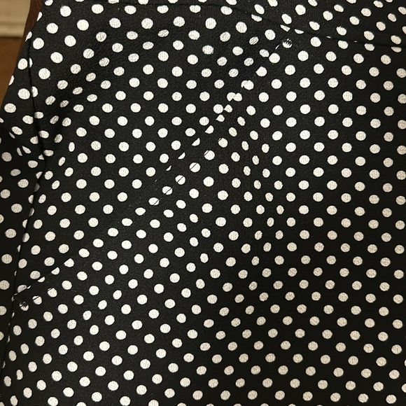 NWOT Max Studio Women Black/White Polka Dot Stretchy Wide Leg crop Pants - Picture 6 of 9